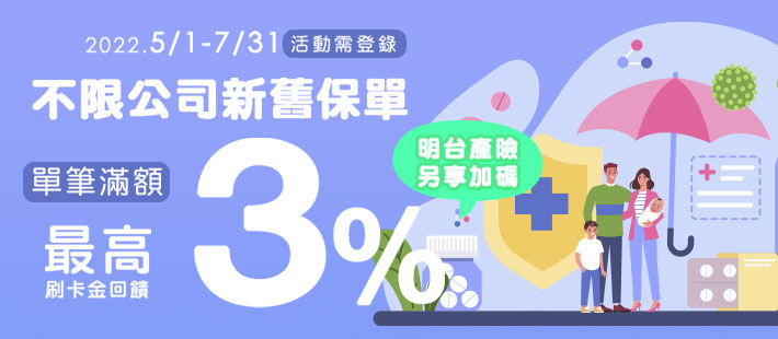 【扣繳保費  樂回饋】合計最高3.5%刷卡金回饋
