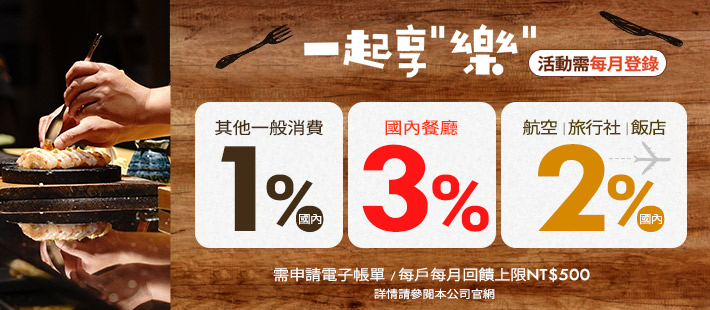 國內餐廳3%回饋中