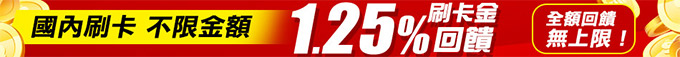 【樂天全額刷卡金回饋】不限金額享 1.25%