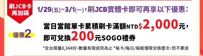 【JCB卡友限定優惠】SOGO新春快樂購
